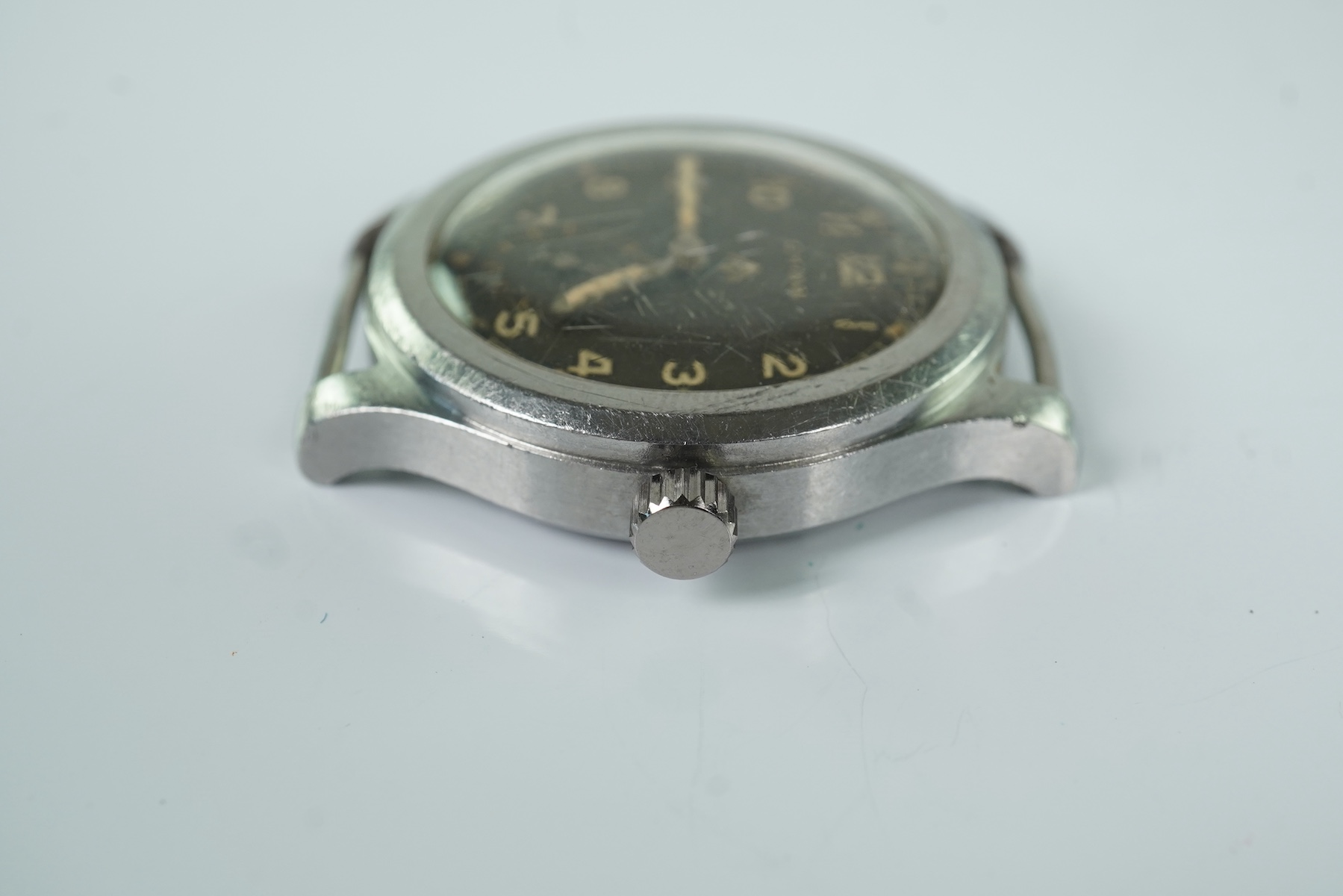 A gentleman's stainless steel Cyma W.W.W. British Military 'Dirty Dozen' manual wind wrist watch, circa 1945